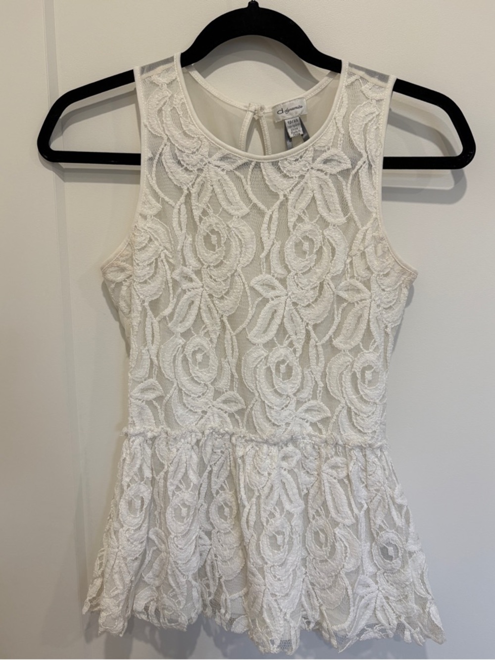 Dynamite White Lace Peplum Tank Top